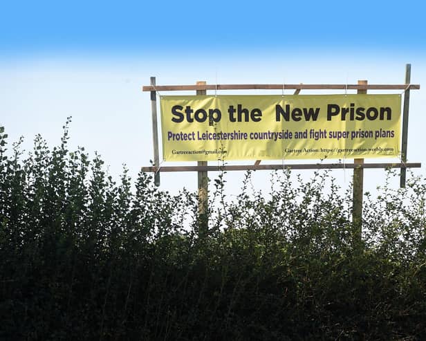 Protest banner outside Gartree Prison.