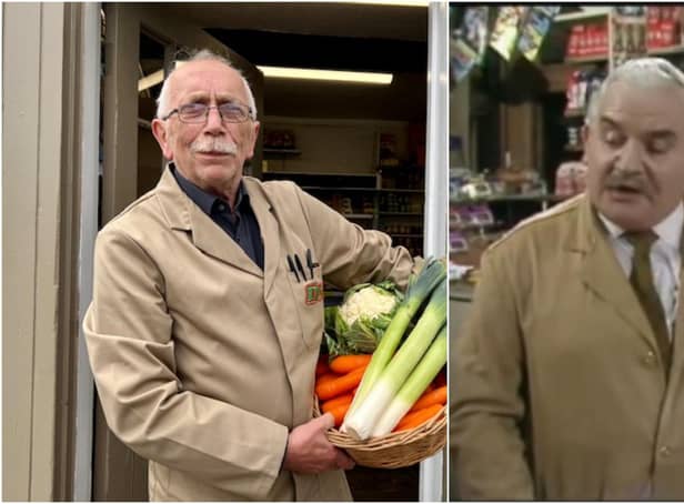 Don Hoare (left) is known by all and sundry in his native Billesdon as Arkwright after the curmudgeonly grocer brilliantly played by Barker in the smash-hit BBC sitcom Open All Hours in the 1970s and 80s.