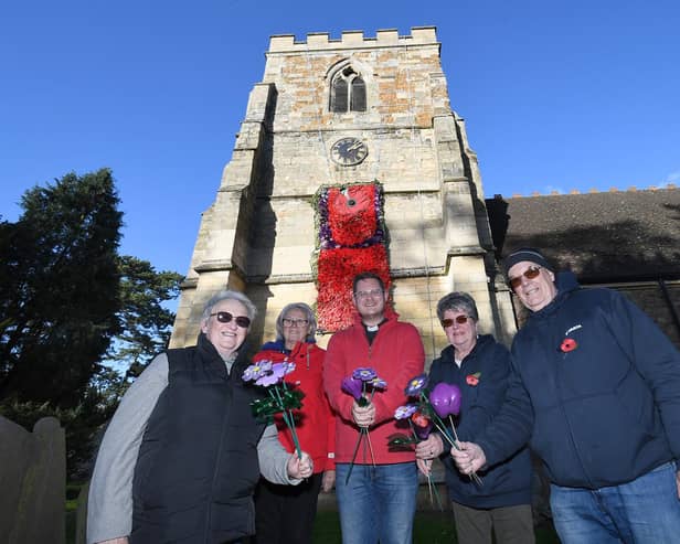 From left, Sue Rees, Lindsay Gibson, minister Ben Williams, Anne King and Paul King outside St Cuthbert's Church in Great Glen.
PICTURE: ANDREW CARPENTER