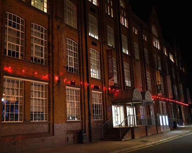 The Symington Building with red lights supports the poppy appeal.PICTURE: ANDREW CARPENTER