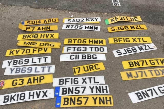 Officers also seized a stack of about 25 number plates at the site which have been used on vehicles thought to have been involved in crimes.