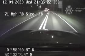 Dramatic footage released by the force shows the pursuit and arrest of a disqualified driver who failed to stop for police.