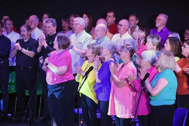 The Great Bowden Recital Trust adult choir during their performance at Welland Park Academy on Saturday evening