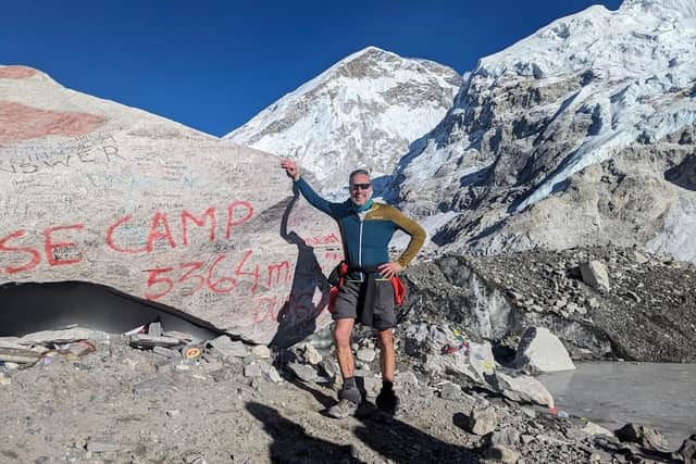 Phil reaches Everest Base Camp - in his shorts!