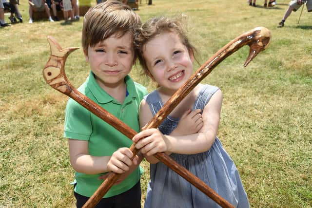Wilfred Du Boulay and Ottilie Du Boulay with Countryman Walking Sticks on the Bottley & Bean stand.