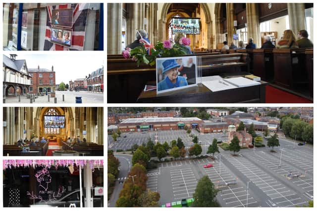 The town falls silent as mourners watch the Queen's funeral.