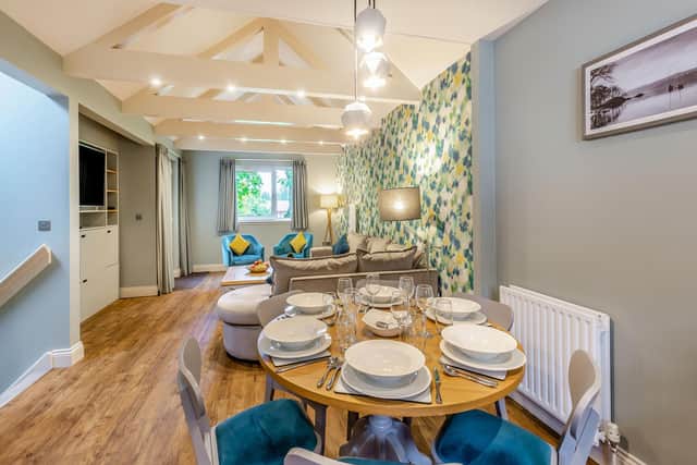 The two-storey Troutbeck Cottage has a modern kitchen and sociable open plan living area