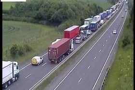 Thousands of drivers were caught up in long delays after a rush-hour crash on the A14 on the southern edge of Harborough district this morning.