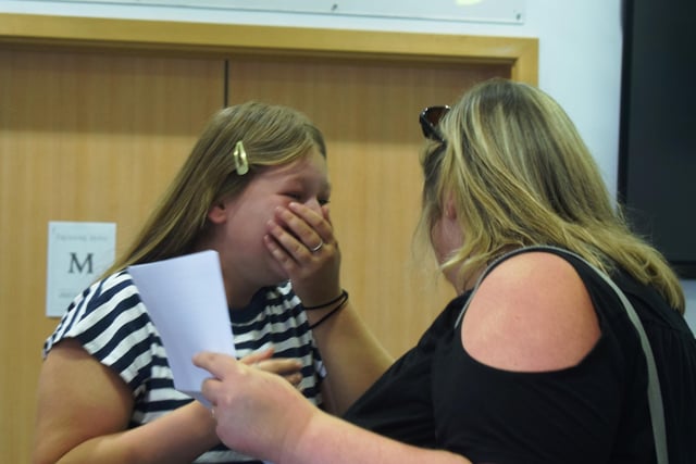 Students, staff and parents at Lutterworth High School celebrate their excellent results.
