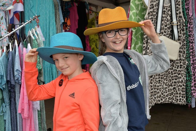 Bobby Vasey, 9, and Lily Vasey, 11, on the Mint & Dove stand.
PICTURE: ANDREW CARPENTER