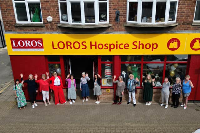Staff and volunteers outside the new Loros shop on Coventry Road in Market Harborough.
PICTURE: ANDREW CARPENTER