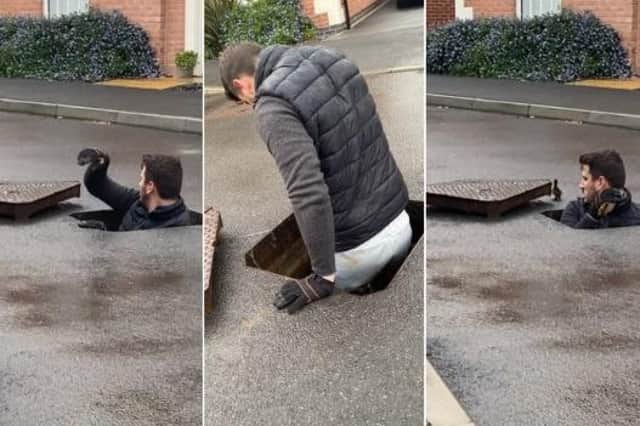 Edan March climbed down a manhole in the pouring rain to reunite the mother with her babies