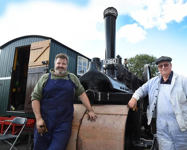 Father and son Andrew and Michael Lee with their 1916 Wallis & Stevens steam roller called Midnight who are new to the event.
PICTURE: ANDREW CARPENTER