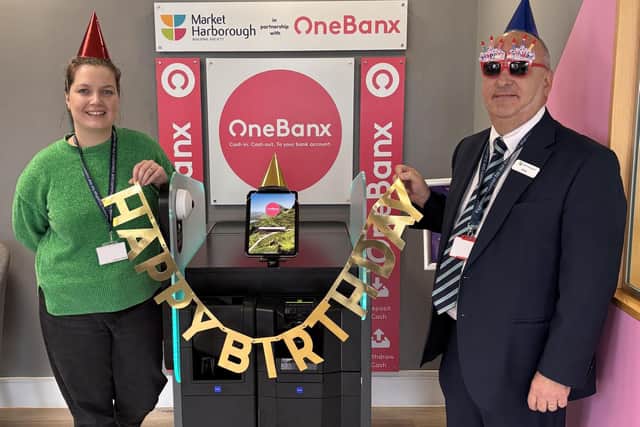 Market Harborough Building Society celebrates one year of its OneBanx kiosk