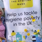 Judy Rowley, Co-ordinator of Harborough Hygiene Bank, with a basket of donated hygiene products. Picture: Hygiene Bank