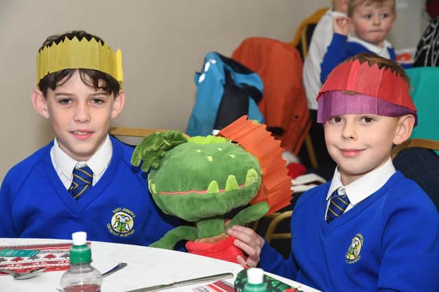 Over 200 youngsters from St Joseph Catholic school enjoyed a festive lunch at Harborough Town Football Club.