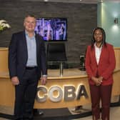 Kemi Badenoch MP, Secretary of State for International Trade, with CEO of COBA Group Mark Cooke at COBA HQ