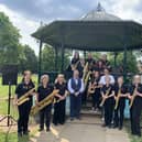 Phoenix Saxophone Orchestra with Tom Bruton, owner of their sponsor Saxtet Publications