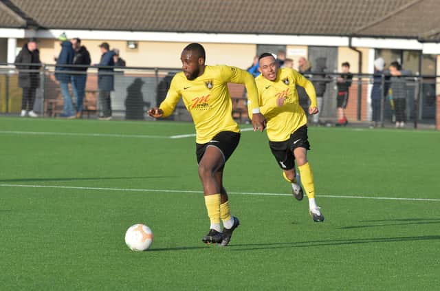 Dodzi Agbenu scored two goals and set up the other in Harborough Town's 3-0 victory over St Ives Town