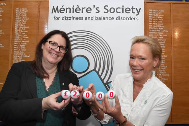 Director of the Meniere Society, Natasha Harrington-Benton and ladies captain Carole Hallam.
