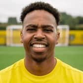 Tendai Daire scored a hat-trick for Harborough Town in a 4-0 win at AFC Rushden & Diamonds on Boxing Day (Picture courtesy of harboroughtownfc.org)