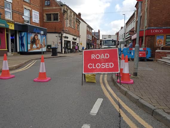 The stretch of Coventry Road leading off the High Street to the turn-off to the Commons car park by the Co-op store was closed early this morning.