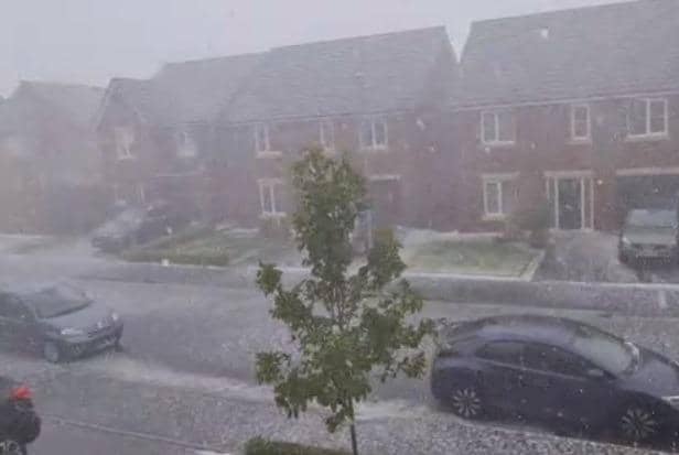 A still from Andrew Reeve's video of the hailstorm.