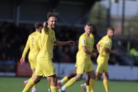 Riley O'Sullivan scored the only goal as Harborough Town beat Southport 1-0. (Photo credit: Rob O'Brien)