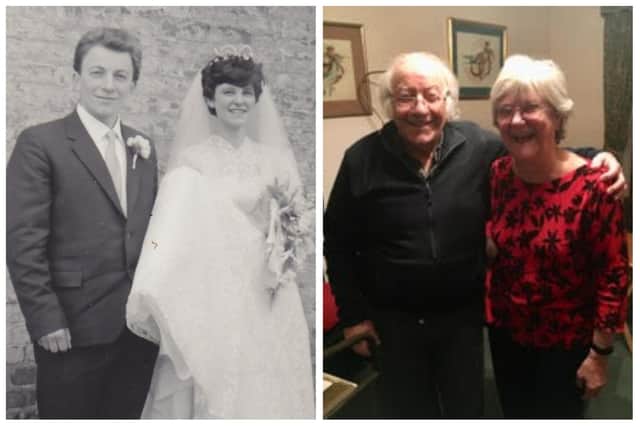 Then and now: Long-standing Naseby residents John and Wendy Gould will celebrate their Diamond Wedding Anniversary on February 23.