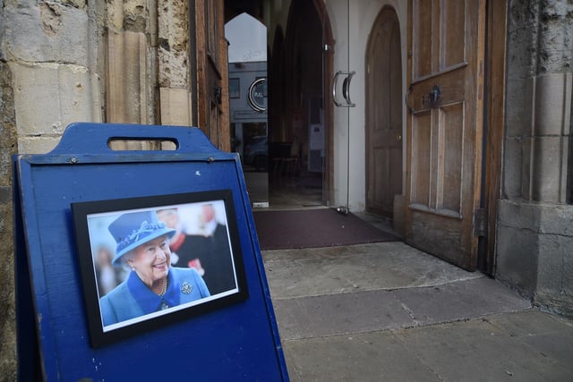 Book of condolence for the Queen at St Dionysius church in Market Harborough.