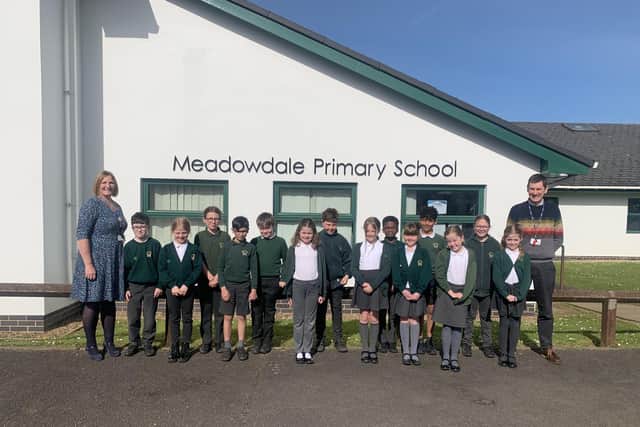 Staff and pupils at Meadowvale.