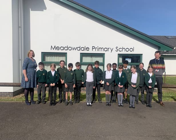 Staff and pupils at Meadowvale.