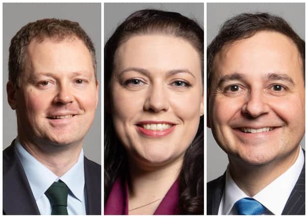 Neil O'Brien (Conservative MP for Harborough, Oadby and Wigston), Alicia Kearns (Conservative MP for Rutland and Melton) and Alberto Costa (Conservative MP for South Leicestershire).