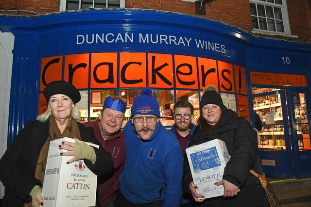 Festive shoppers outside Duncan Murray Wines.