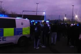 Trouble flared in the car park following Corby Town's 1-0 defeat at Harborough Town on Saturday. Picture by David Tilley.