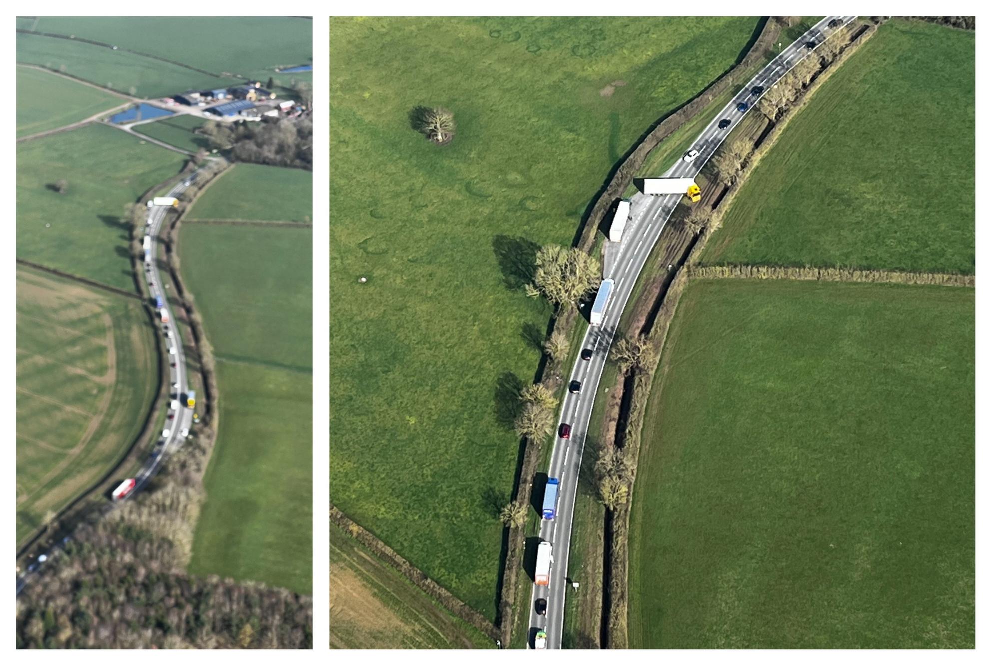 Traffic news: A427 near Harborough blocked due to jackknifed lorry