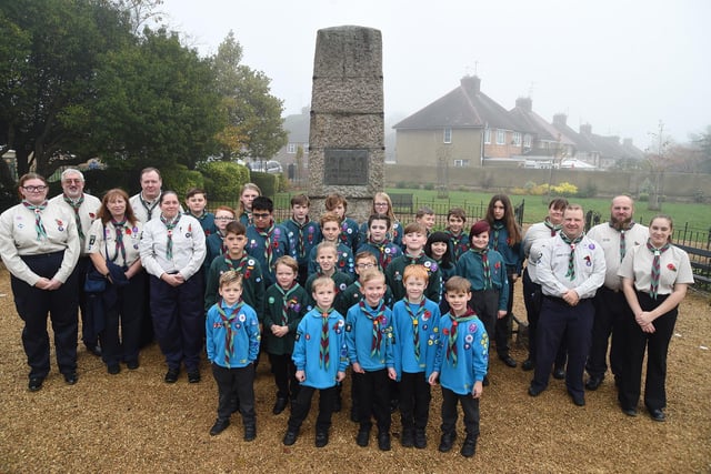 Desborough Scouts and Beavers line up before the remembrance service at St Giles Church.