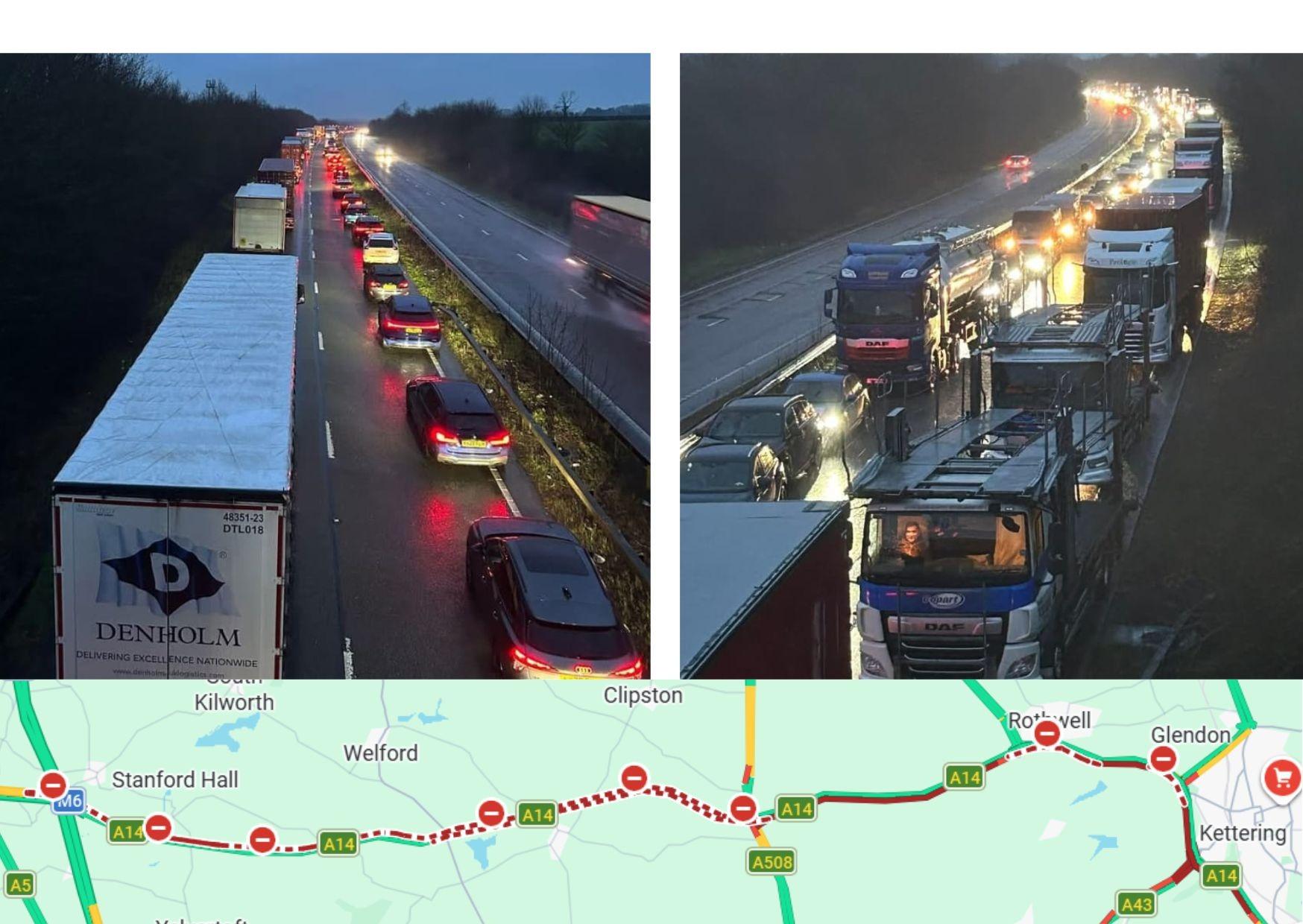 A14 zwischen Kettering und M1/M6 nach zwei schweren Unfällen gesperrt