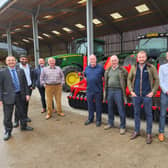 Alberto Costa MP with local farmer Nick Lane (fourth from right) alongside other farmers and representatives from the NFU. Image submitted.