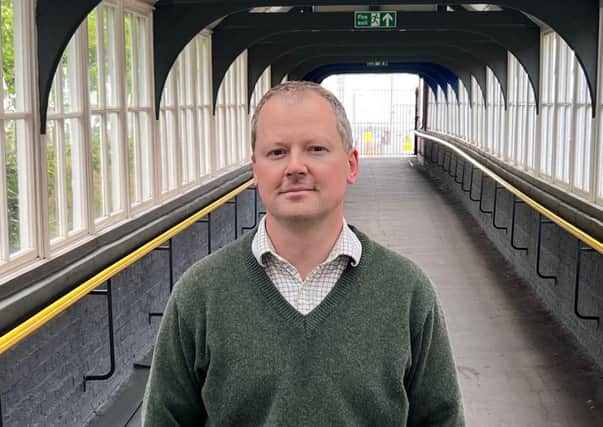 MP Neil O'Brien at Market Harborough train station