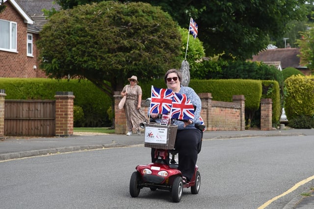 Sally Jones of Shopmobility during the parade.
PICTURE: ANDREW CARPENTER