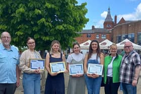 Mike Riley, president elect for NMTF with Bethany Smart of Little Bee, Katie McArragher of Buzz Bear Shop, Amandine Lucas of Brae Design, Alice Smith of AVMS Art and judges Susan Mason and Andrew Freiss