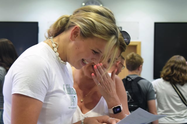 Students, staff and parents at Lutterworth High School celebrate their excellent results.