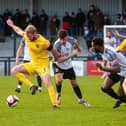 Harborough Town were comfortable winners at Steel Park when they played Corby Town in December. The two teams meet again just across the Leicestershire border this weekend. Picture by Jim Darrah
