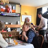 Marion Lewis OBE interviewed by GB TV during the friendship lunch sharing memories of HM The Queen at the Royalist pub.
PICTURE: ANDREW CARPENTER