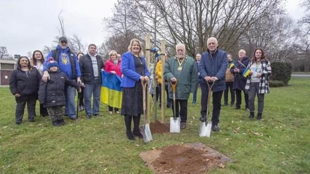 Leicestershire County Council, Ukrainian guests and hosts came together for a tree planting ceremony.