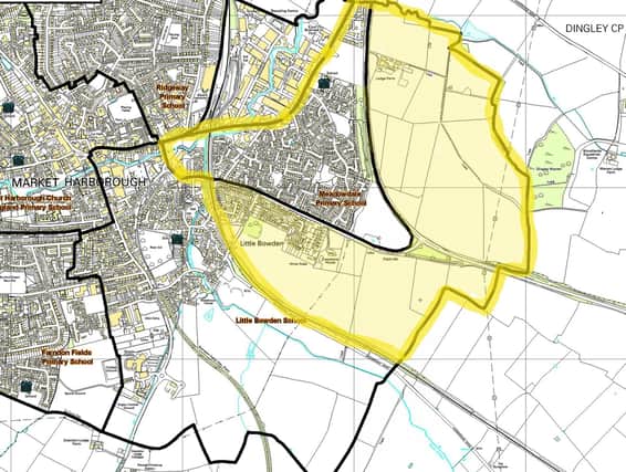 The proposed catchment change (in yellow)