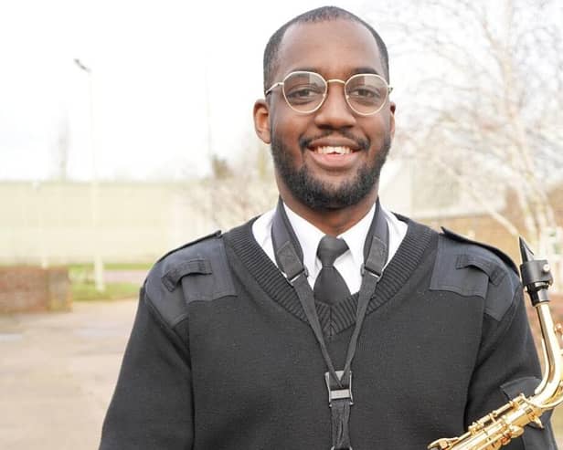 Prison officer Spencer Williams played his saxophone for work colleagues at HMP Gartree