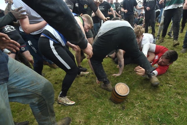 Action during this year's Bottle Kicking.
