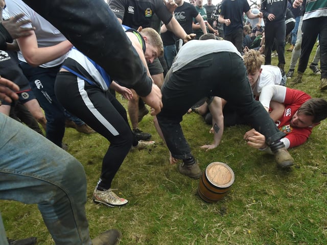 Action during this year's Bottle Kicking.